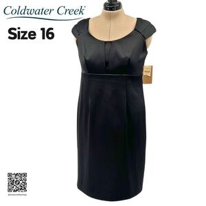 Coldwater Creek - NWT Sz 16 - Black Cap Sleeve Sheath Dress